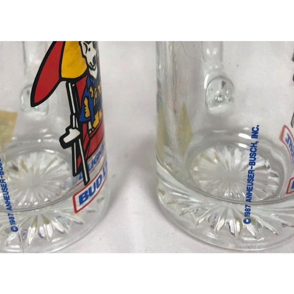 VTG 1987 Spuds Mackenzie on the Beach Bud Light Glass Beer Mug - Set of 2 - Picture 2 of 6